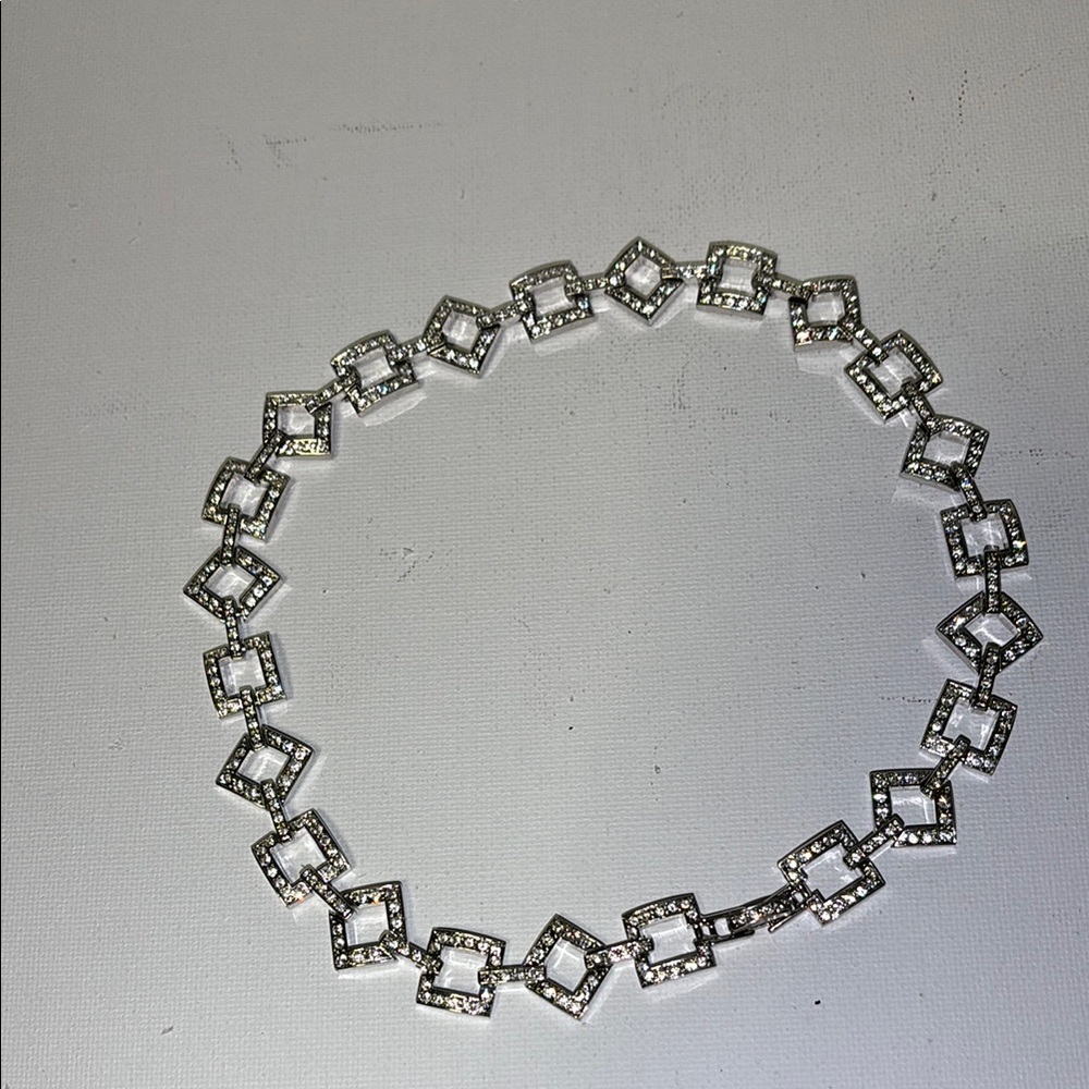 Intricate Silver Necklace with Geometric Links
